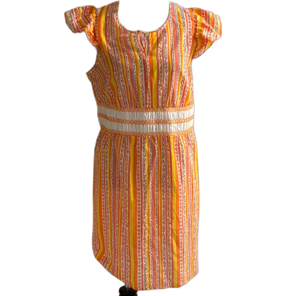 VINTAGE 70s Schiesser Germany Sweet Summer Dress XXS Cotton Floral Flower MCM